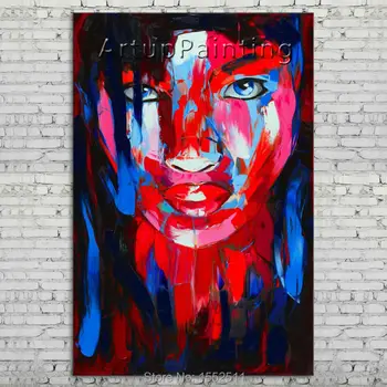 

Palette knife portrait Face Oil painting Character figure canva Hand painted Francoise Nielly wall Art picture 06-10-10f2