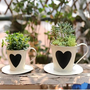 

Iron coffee cup design Flower Pot Succulent planter Potted plant decoration bonsai container garden tools