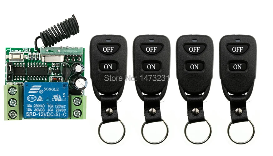 

NEW DC12V 1CH 10A Remote Control Light Switch teleswitch Relay Output Radio Receiver Module and  4 pcs Belt buckle Transmitter