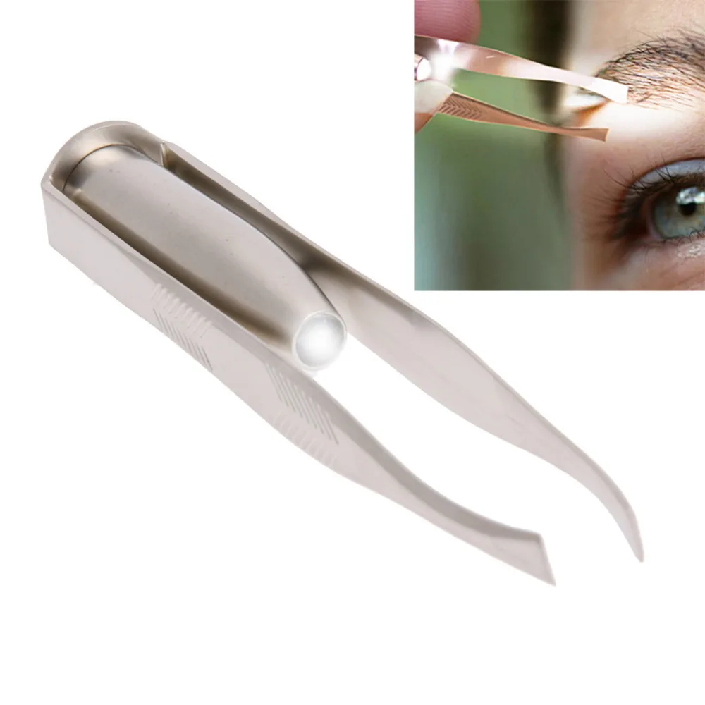 

1pc LED Tweezer Eyelash Eyebrow Eyes Hair Remover Tools Stainless Steel Eyebrow Tweezers Pinzette Beauty Tool