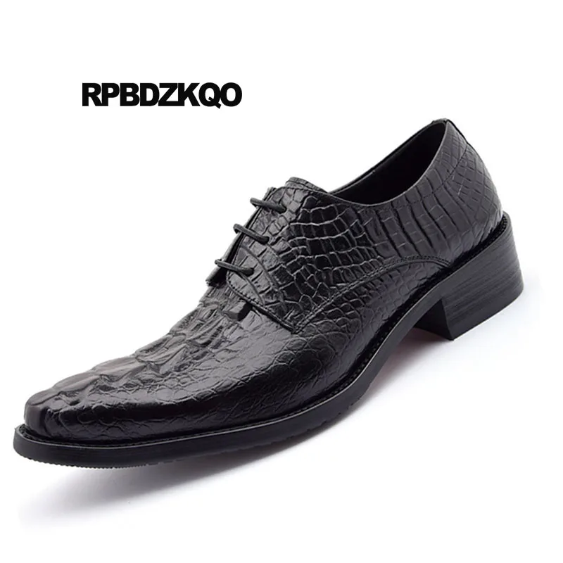Pointu Oxfords Cuir En Formelle marron Serpent Britannique Python Alligator La Robe Hommes Noir De Chaussures Style Bout Noir À Peau Main Crocodile HPZwA