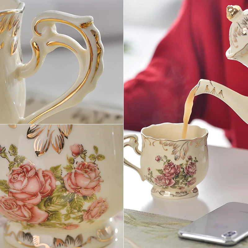 Фарфоровые чайные чашки YOLIFE цвета слоновой кости с подносом в подарок|porcelain cup