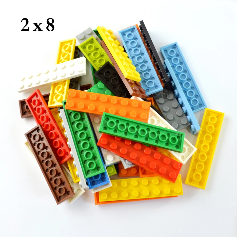 Умная пластина 2X8 строительные блоки части DIY логотип образовательные творческие игрушки Совместимые основные бренды 3034 MOC игрушки 44 шт./лот