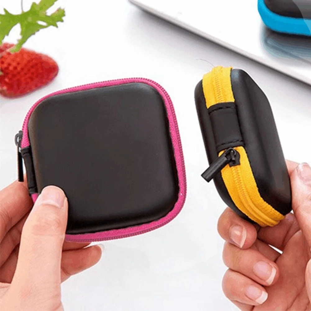 

5 colorLovely Portable Data Cable Storage Bag Phone Cable Headset Storage Box Finishing Package Eva Pu Mini Zipper Bag