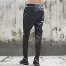 27-44 осень Для мужчин новые шаровары Штаны прилив парикмахера Искусственная кожа шить локомотив тонкие ноги Облегающие штаны для ночного клуба певица брюки