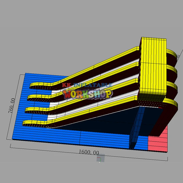 Large  Extended multi-channel  high inflatable water slide 2