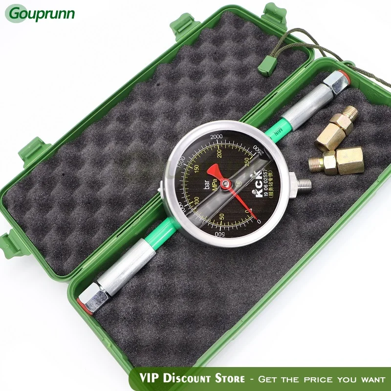

Common Rail High Pressure Oil Circuit Testing Set Plunger pressure test kit, common rail repair tool with 250Mpa pressure gauge