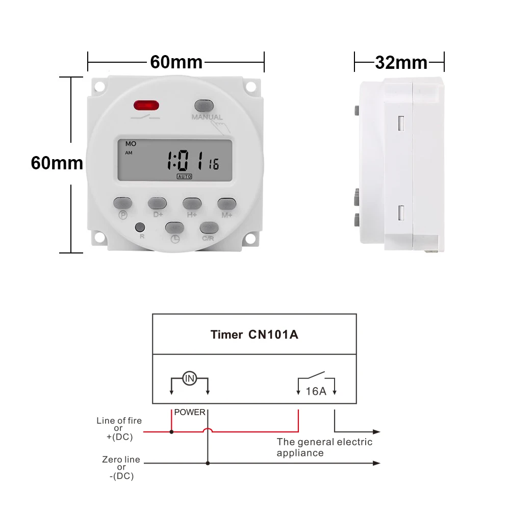 CN101A Timer Schalter AC/DC 12 V 24 V 110 V 120 V 220 V 230 V 240 V Digital  LCD Power Woche Mini Programmierbare Zeitschaltuhr Relais 8A zu 16A -  AliExpress