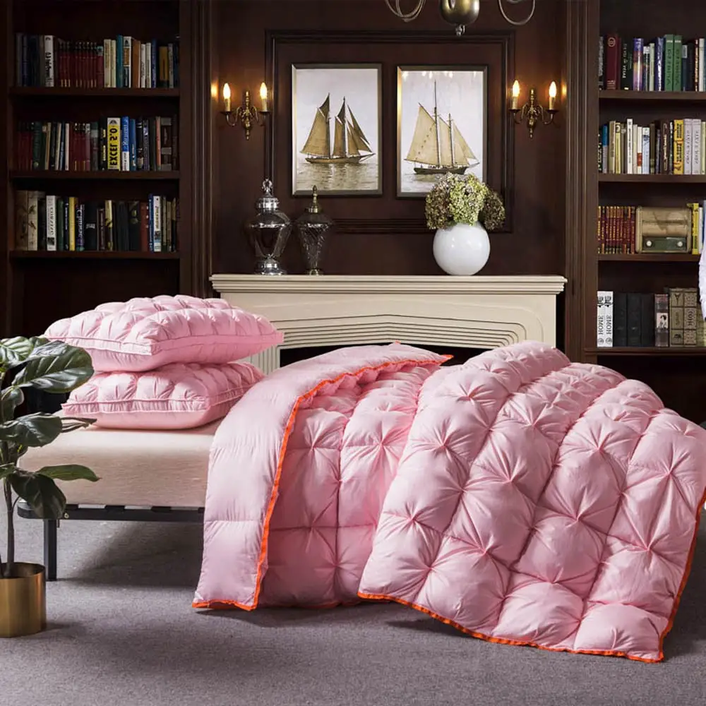 Svetanya роскошное пуховое одеяло с гусиным пухом, стильное стеганое одеяло из плотного хлопка, 3d наполнитель постельного белья, белый, серый, розовый, желтый, кофейный - Цвет: 20183619
