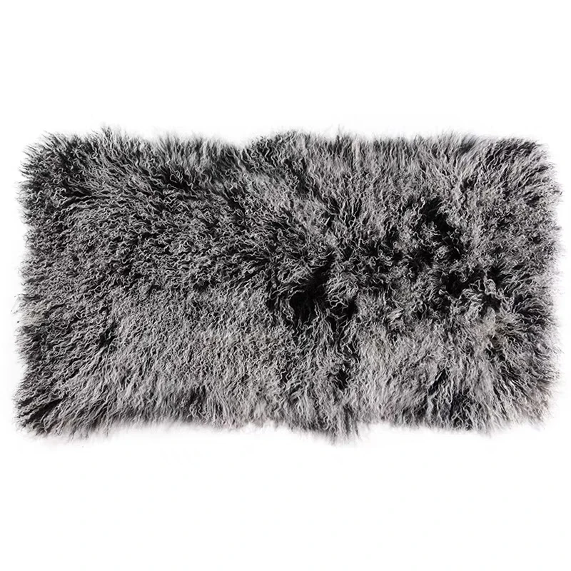 Natural curly Mogolian sheepskin rug 60*120cm ,Tibet sheep fur bedside