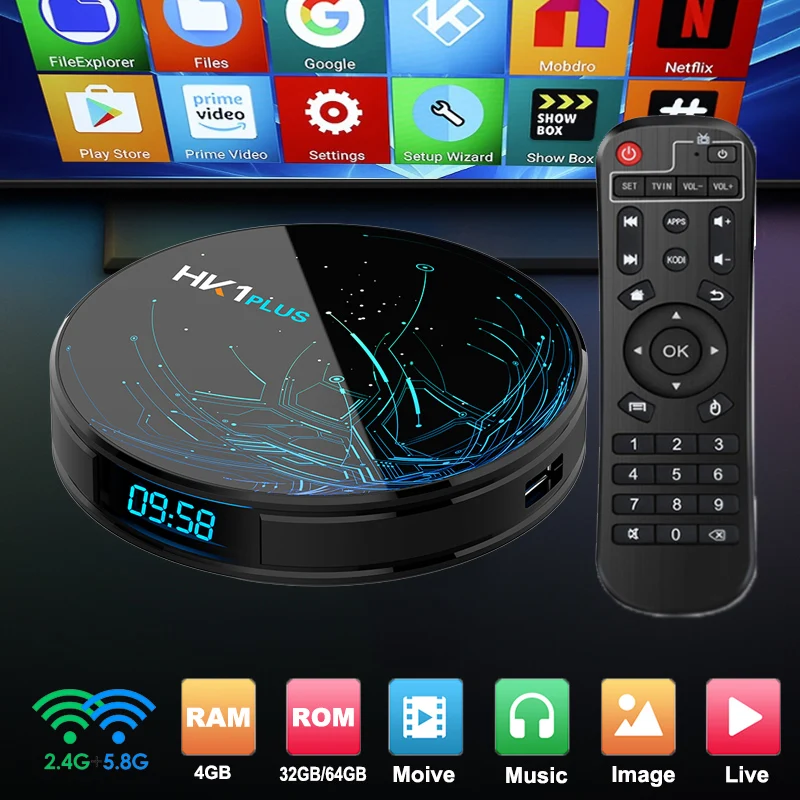 

HK1 plus Android 8.1 Smart TV BOX BT4.0 Amlogic S905X2 4G 64G 4K 2.4G/5.8G Dual Wifi 4G 32G Media player PK H96 MAX Set top Box