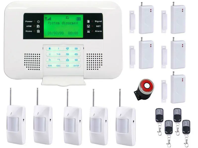 Wireless Wired GSM PSTN Alarm System Security Home LCD Keyboard Russian Spanish English Voice 433MHz Door Window PIR Sensor