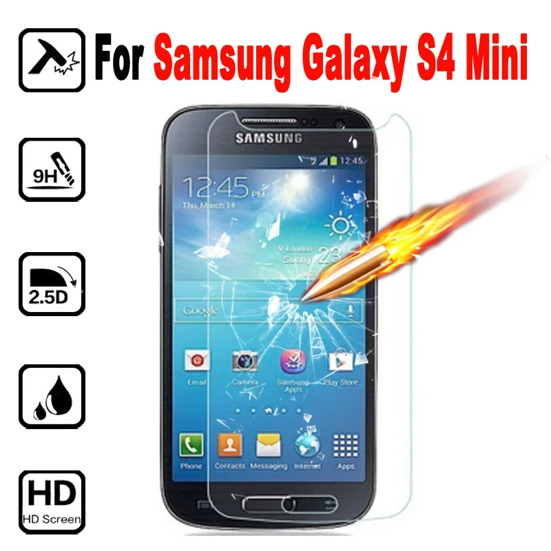 

S4Mini Protective Tempered Glass Screen Protector Film Glas On The For Galaxy S4 Mini I9190 I9192 I9195 Protective Tremp case 9H