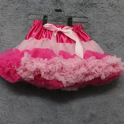 Детская розовая Радужная юбка-пачка, шифоновая Пышная юбка-американка, Лоскутная детская танцевальная юбка для девочек