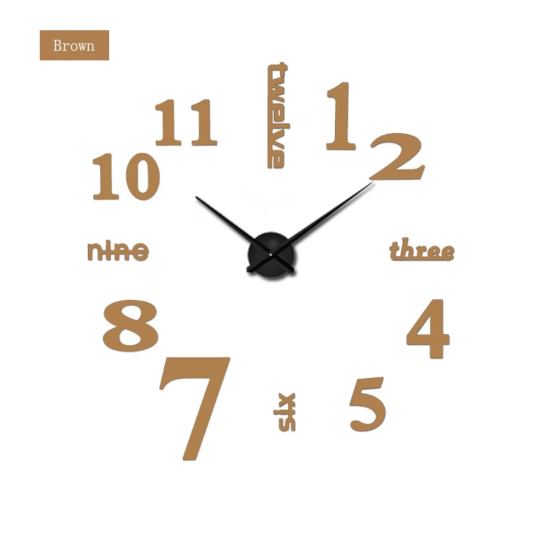 Настенные часы для домашнего декора, акриловые, Эва, металлические зеркальные настенные часы, супер наклейки, цифровые часы, часы - Цвет: chocolate