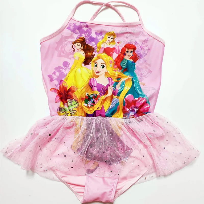 New Girls 3-10Y Swimsuit Elsa & Anna One Piece Children Swimwear Baby Swimsuit Bathing Suit Summer Style For Kids Princess