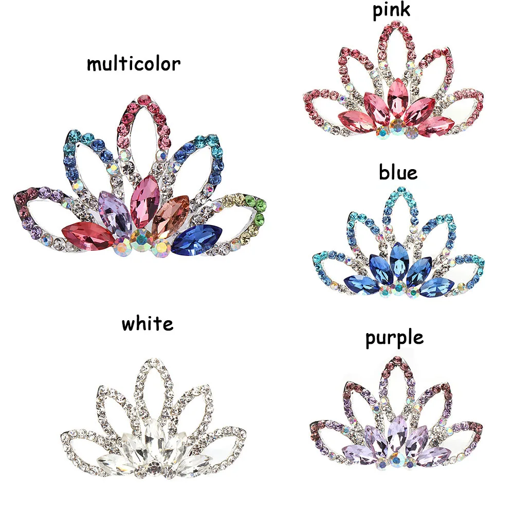 Модные женские милые цветочные хрустальные корона принцессы из страз волосы гребешок диадема для заколки для девочек шпилька аксессуары для волос