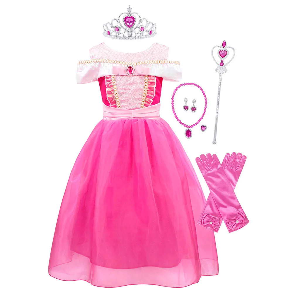 

AmzBarley Toddler girls Princess Aurora Dress Diamond Lace tutu Dresses Halloween Costume Birthday Party Outfits kids Ball Gown