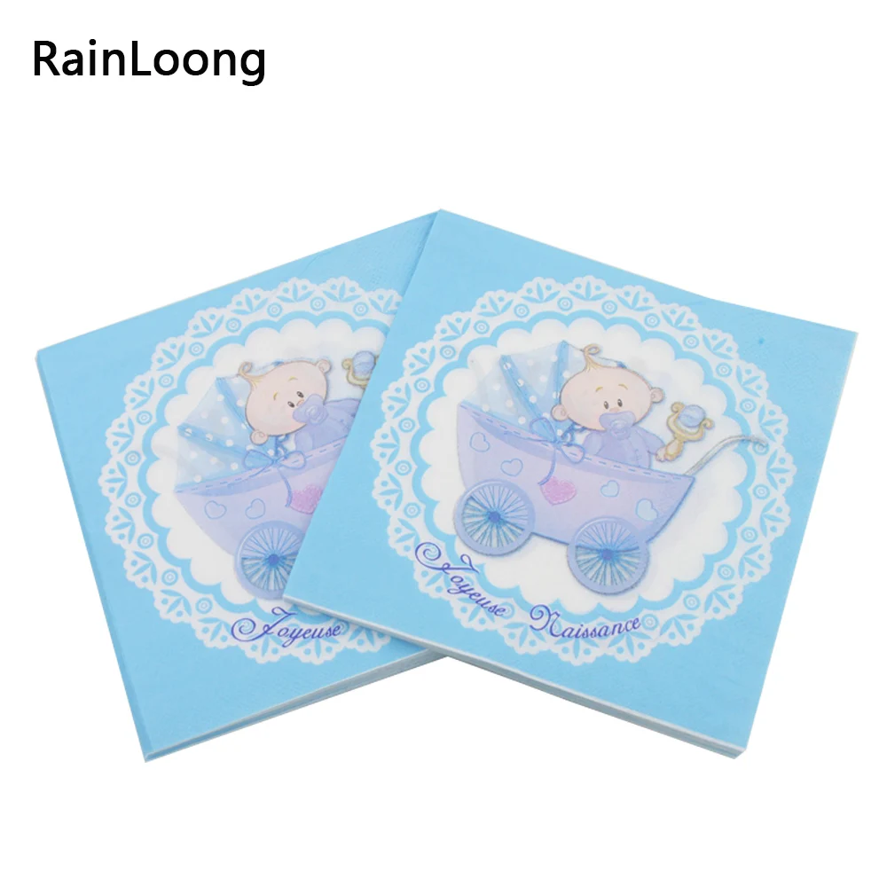 [RainLoong] Baby Shower Бумага салфетка для мальчика и девочки Пол раскрыть детскую коляску