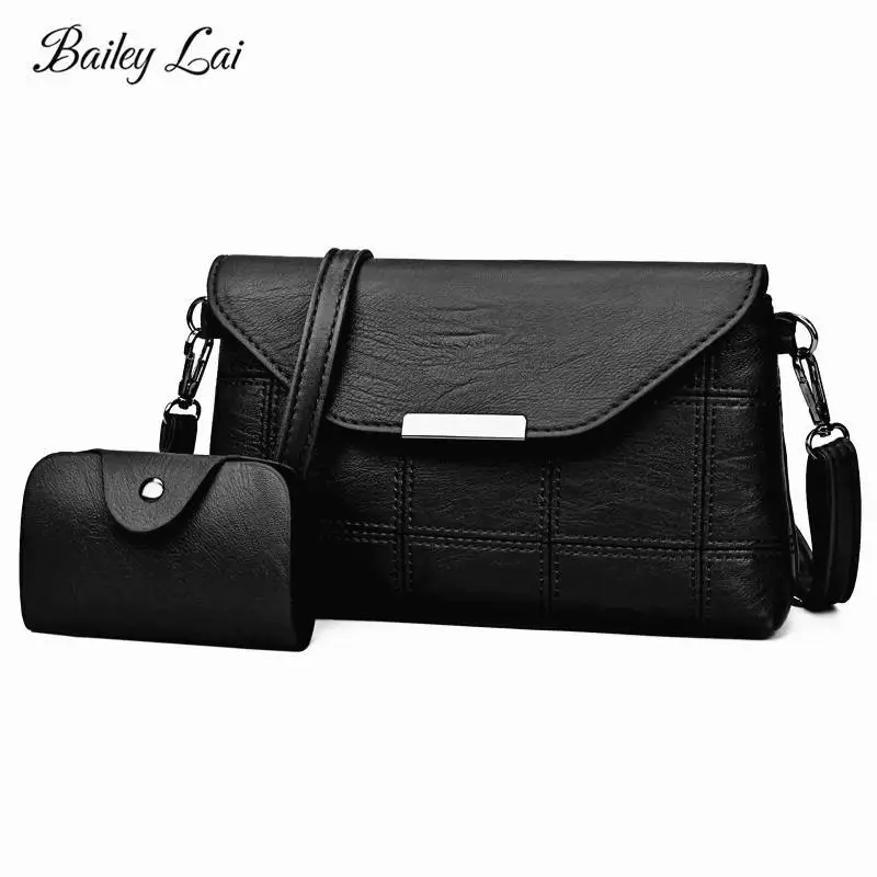

BAILEY LAI 2019 Two-piece set Small Flap Card package Criss-Cross Lock Women Bag Fashion Retro Shoulder Bag Mini Messenger Bag