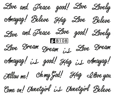 Наклейка на ногти водная переводная картинка английская буква Любовь слова наклейки на ногти s слайдер художественные дизайнерские украшения аксессуары клей для маникюра - Цвет: Синий