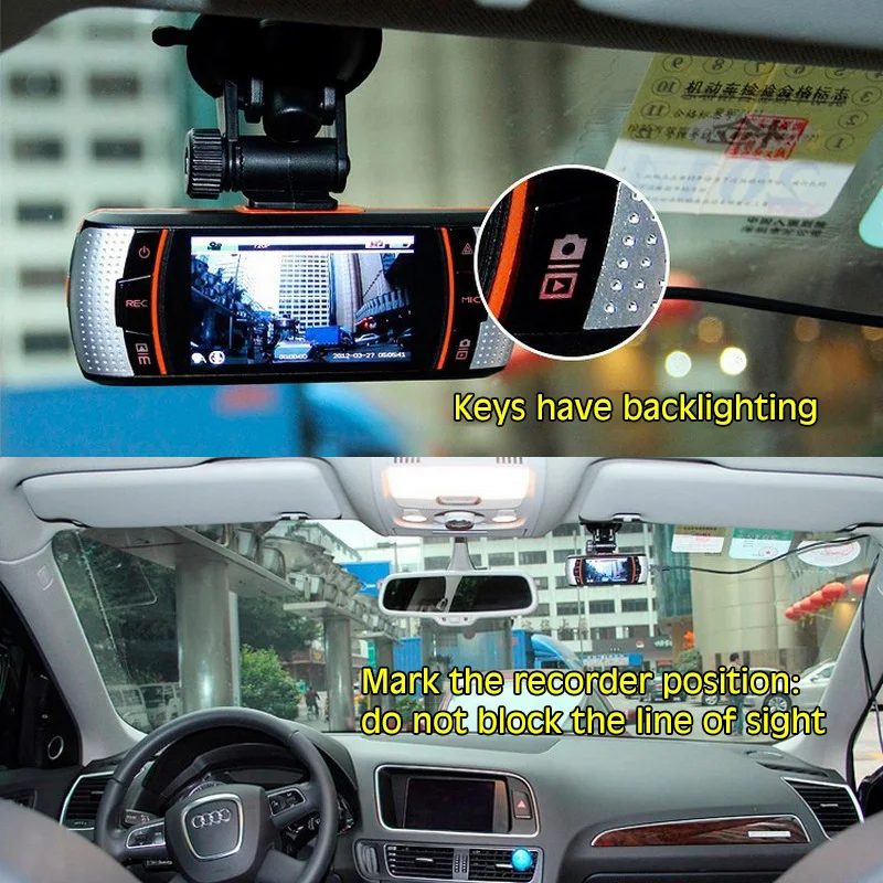 HD 2.7 Inch Car Driving Recorder Cam DVR Camera 170 Degree Angle Car Video Recorder G Sensor  Night Vision With Dual Camera Lens (10)