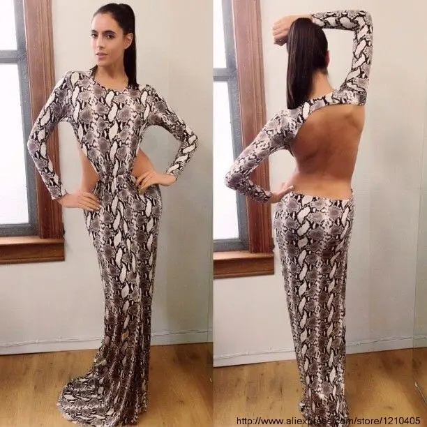 Print Maxi Dress Sexy Bodycon Vestido 