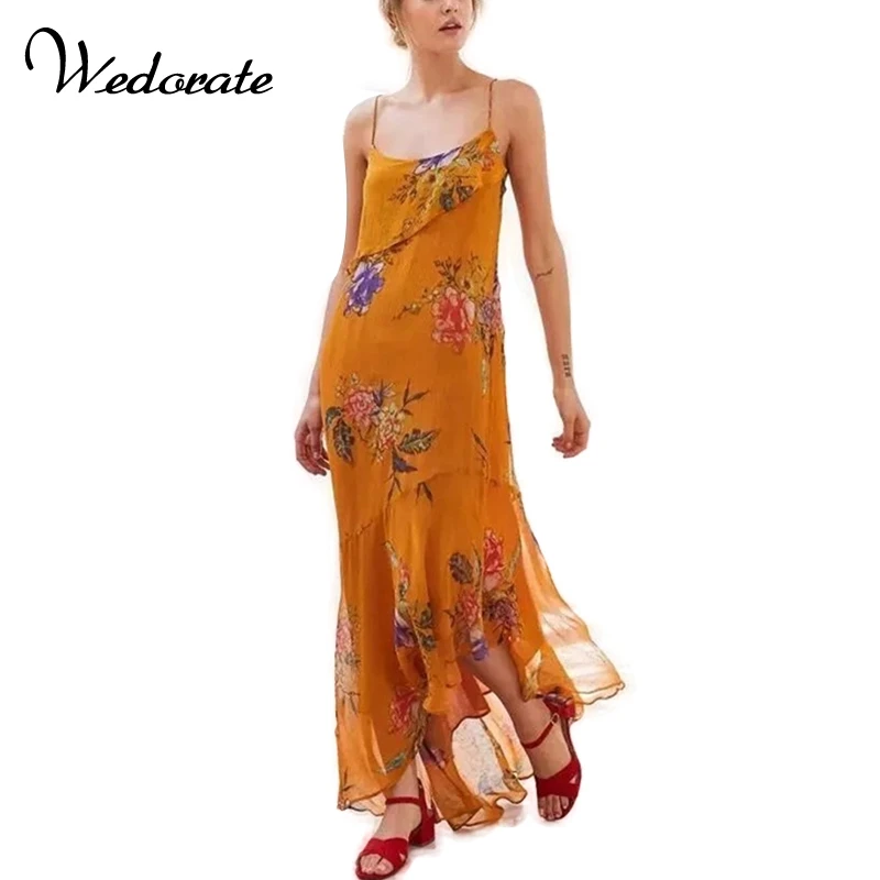 Wedorate 2017 лето сексуальная спагетти ремень пляж повседневный спинки maxi dress boho