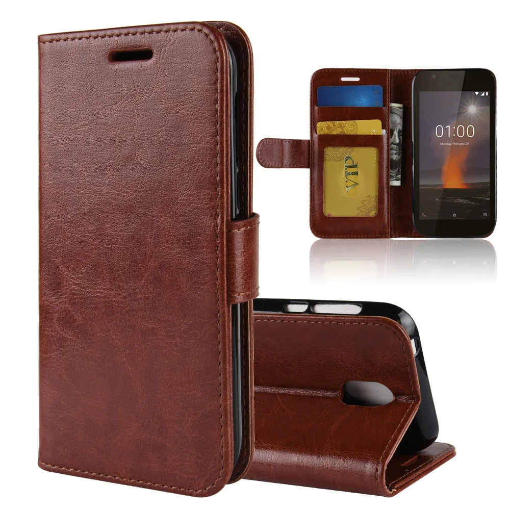 

Case for Nokia 1 Cases Wallet Card Stent Book Style Flip Leather Covers Protect Cover black for Nokia1 Nokia-one