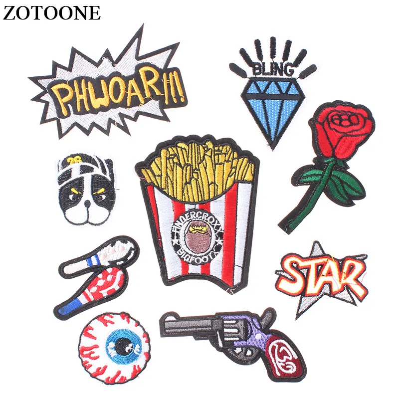 ZOTOONE мультфильм много стилей вышитые утюгом патчи для одежды розы буквы наклейки