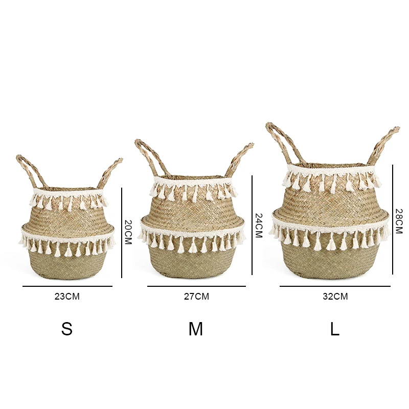 Seagrass плетеная корзина для хранения складной горшок с ручкой корзина для хранения растения плетеные подвесные корзины садовая Цветочная ваза в горшке