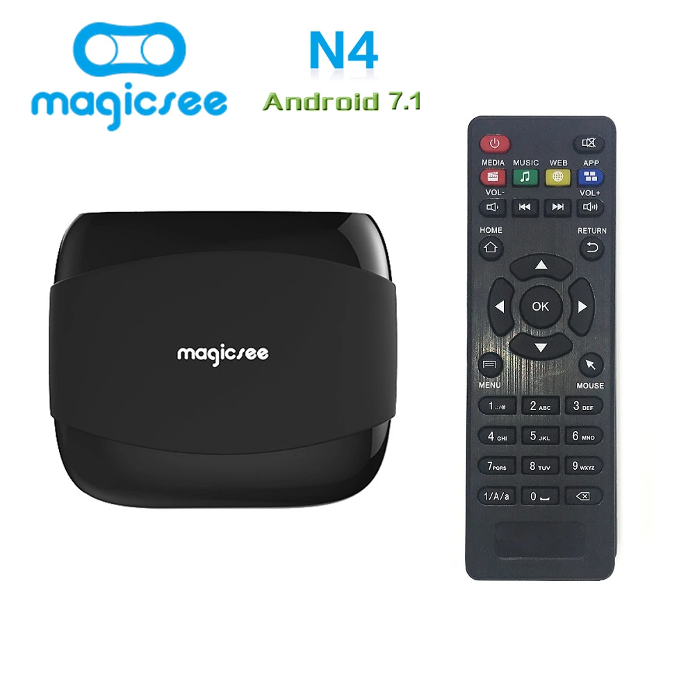 

Magicsee N4 Amlogic S905X Android 7.1 TV BOX Quad-core 4K Resolution 2GB/16GB 2G/8G Support 2.4G WIFI LAN HDMI H.265 Smart Box