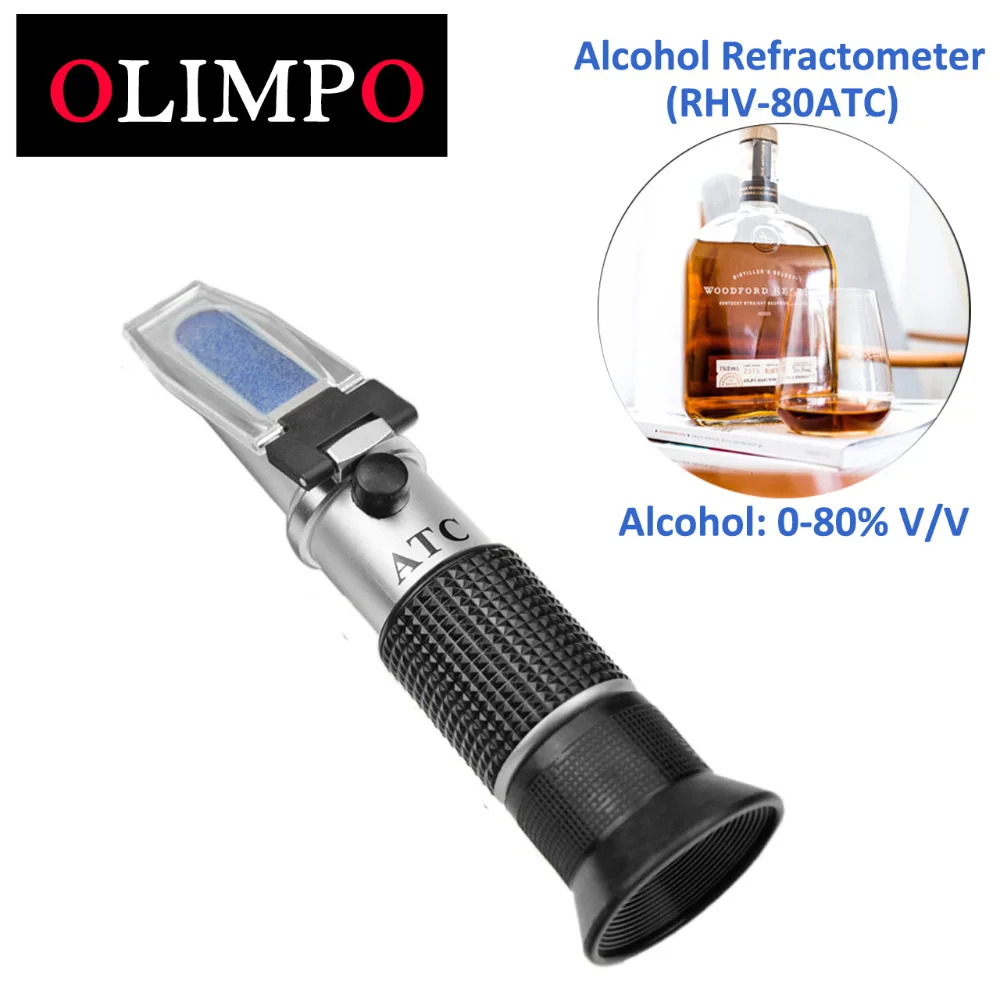 

olimpo Alcohol refractometer RHV-80ATC spirit tester wine Alcoholometer 0-80% V/V liquor beer alcohol test no with case