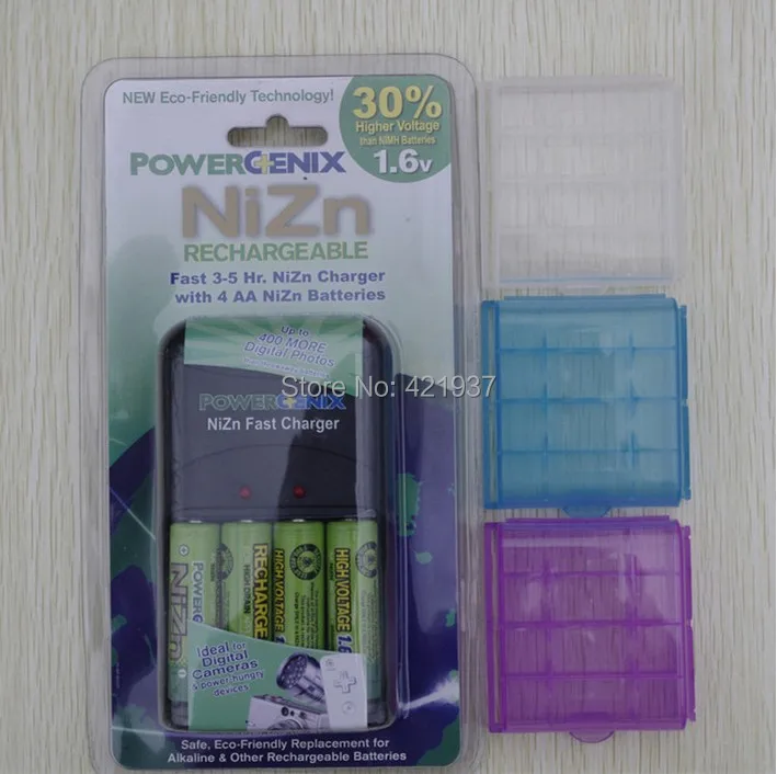 

4pcs AA NiZn 1.5V 1.6v 2500mWh High Voltage Rechargeable Battery + Charger