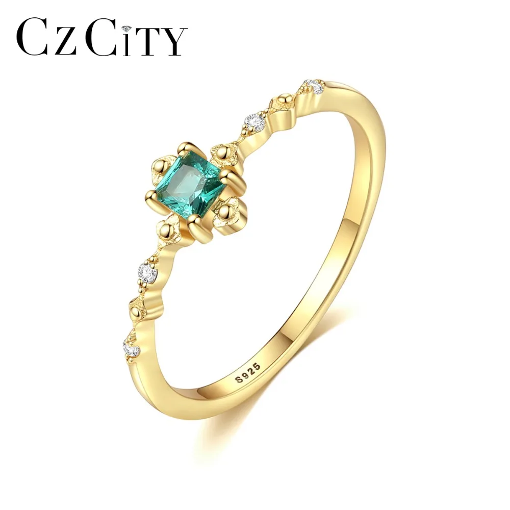 CZCITY Fashion Delicate Square Emerald Bridal Wedding Ring Genuine 925 Silver Sterling Female Gemstone Ring Brand Silver Jewelry CZCITY Fashion Delicate Square Emerald Bridal Wedding Ring Genuine 925 Silver Sterling Female Gemstone Ring Brand Silver Jewelry