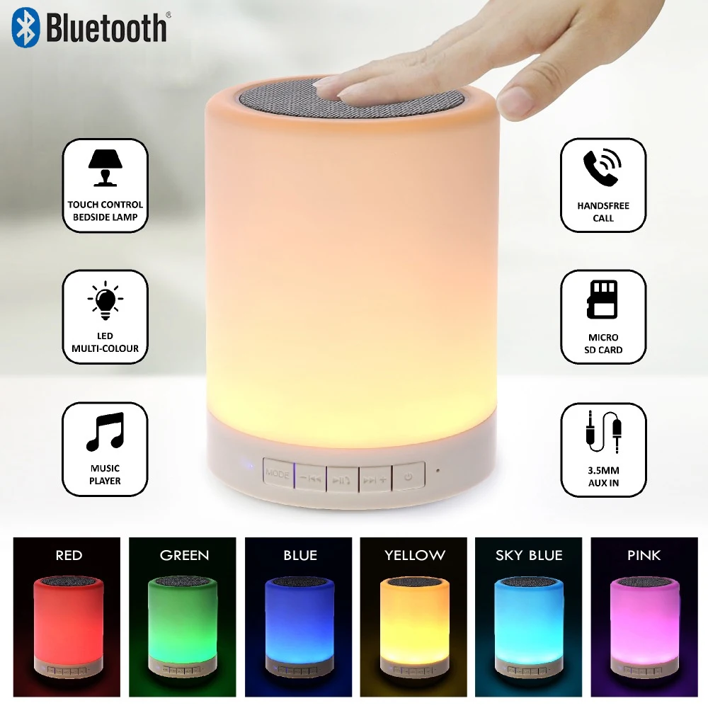 Портативный беспроводной динамик мини Bluetooth плеер сенсорный светильник Pat