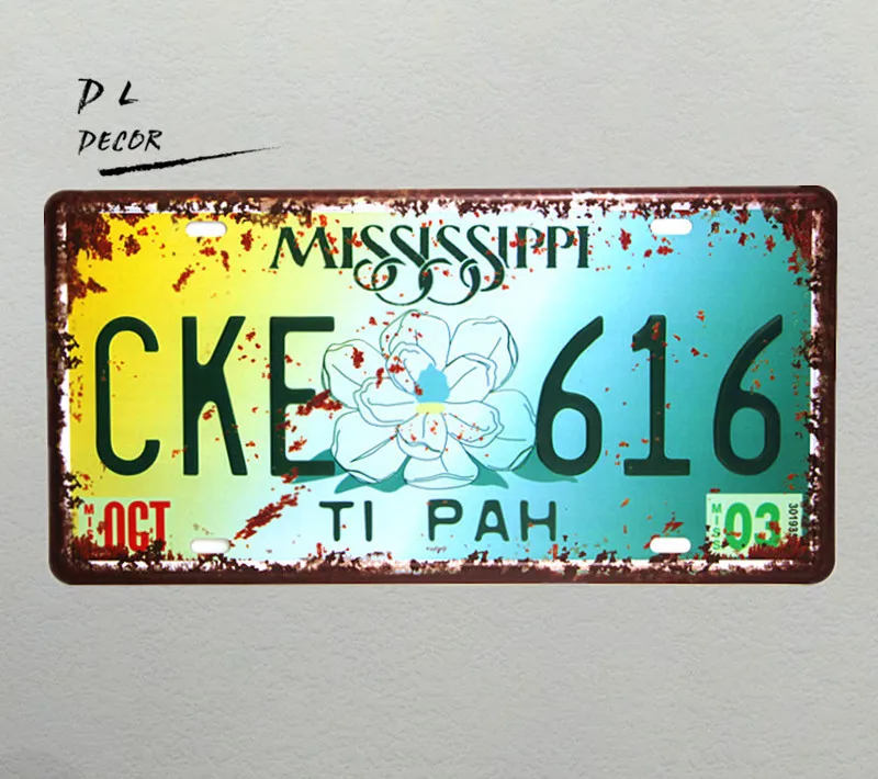 DL- MISSISSIPPI CKE 616 винтажный номерной знак металлический настенные картинки