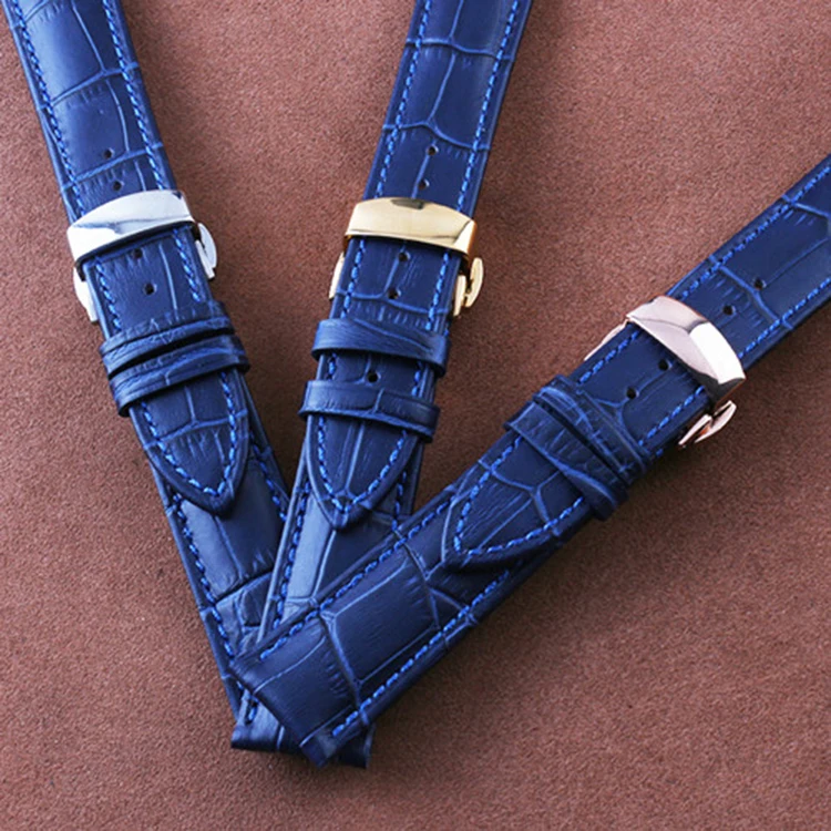 

Wholesale Watchband Crocodile Grain band 14mm 16mm 18mm 20mm 22mm watches Bracelet Strap WristWatch Band Seablue Free Shipping