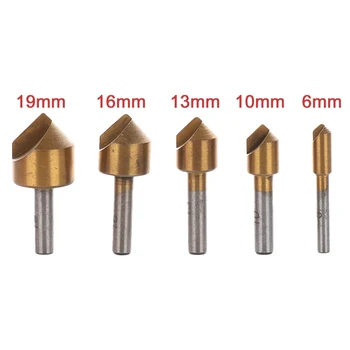 

5pcs Drill Bit Metric Countersink Drill Bit 90 Degree Single Flute Edge Chamfer 6mm-19mm High Carbon Steel Woodworking Tool