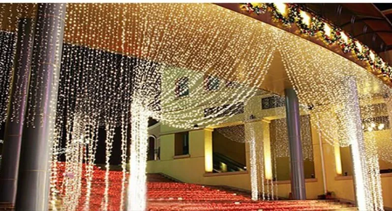 10 м* 8 м занавески Рождественские огни 2600 светодиодные огни Рождественские орнаменты светящиеся цветные сказочные свадебные декорации 9 цветов