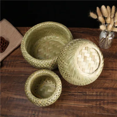 

New double-layer bamboo green fruit basket creative bamboo nest bird tea box handmade bamboo basket bamboo products set wholesal