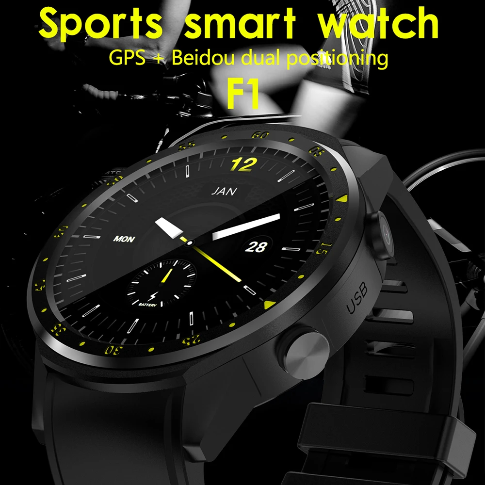 

F1 sport smart watch 1.3'' GPS Sim TF with Multi-sport Dials Mode Heart Rate tracker Sleep Monitor smartwatch for IOS Android