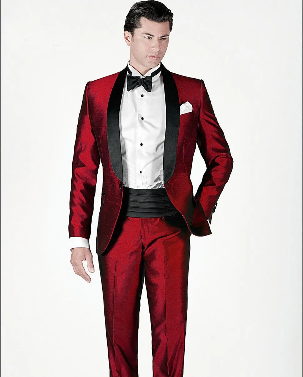 wedding suit for man 2018 popular groom tuxedos red custom