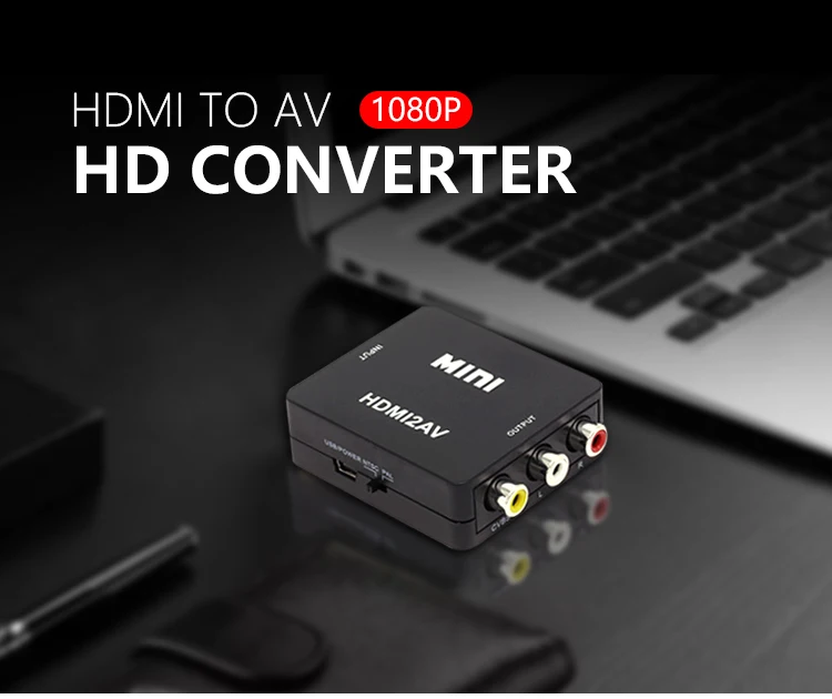 10 шт./лот HDMI К AV RCA конвертер Composite HD до масштабирования 1080 P HDMI к RCA AV Video Converter адаптер полный HDMI2AV для HD ТВ