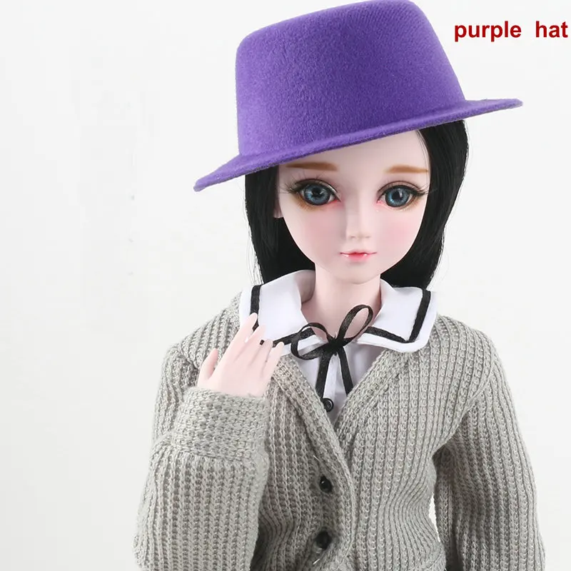 Кукла шляпа для Bjd 1/3 кукла девочка Топ шляпа красный/синий/черный/фиолетовый шапка-Кепка для кукол аксессуары для кукол Bjd - Цвет: 13