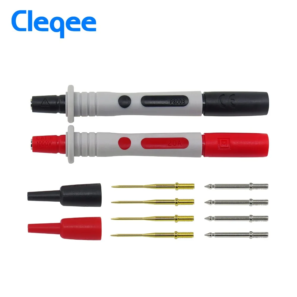 

Cleqee P8003 1set 2pcs Multimeter Probe Replaceable gilded Needle Multi-purpose Test pen