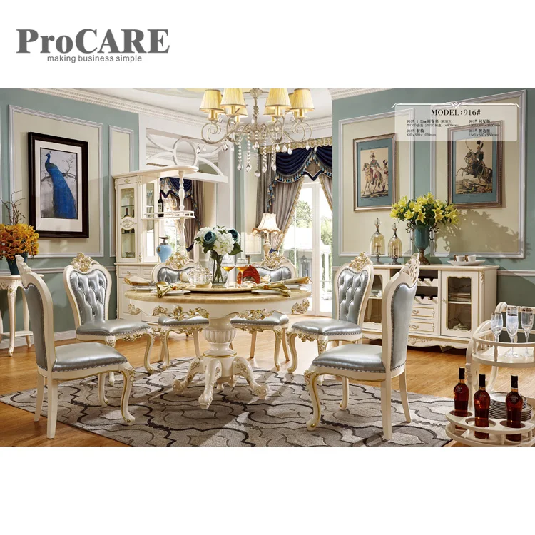 Foshan comfortable italian design antique gold dining room set - 916 Foshan comfortable italian design antique gold dining room set - 916