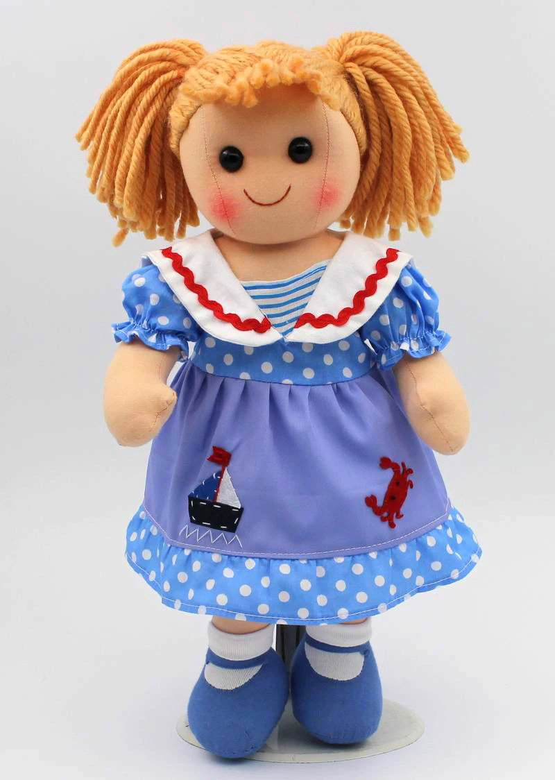 

2016 New arrival high quality 16 inch fashion girls doll toy with blue skirt kids doll cloth easy taken off machine washable