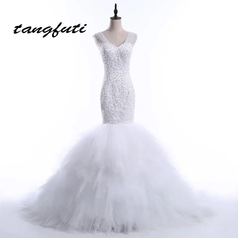 Luxury Expensive Long Mermaid Wedding Dresses Full Beading Africa