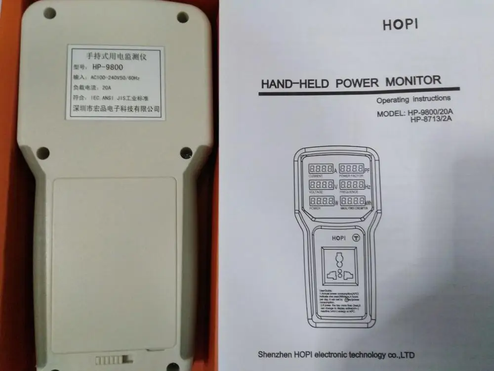 HOPI hp-9800 Ручной измеритель мощности анализатор мощности Светодиодный измерительная розетка измеряемый коэффициент мощности тока-напряжения